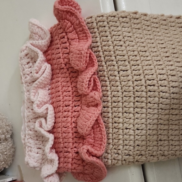 Baby Girl Crochet Cacoon Stocking For Pictures Props Christmas Thanksgiving - Picture 6 of 8